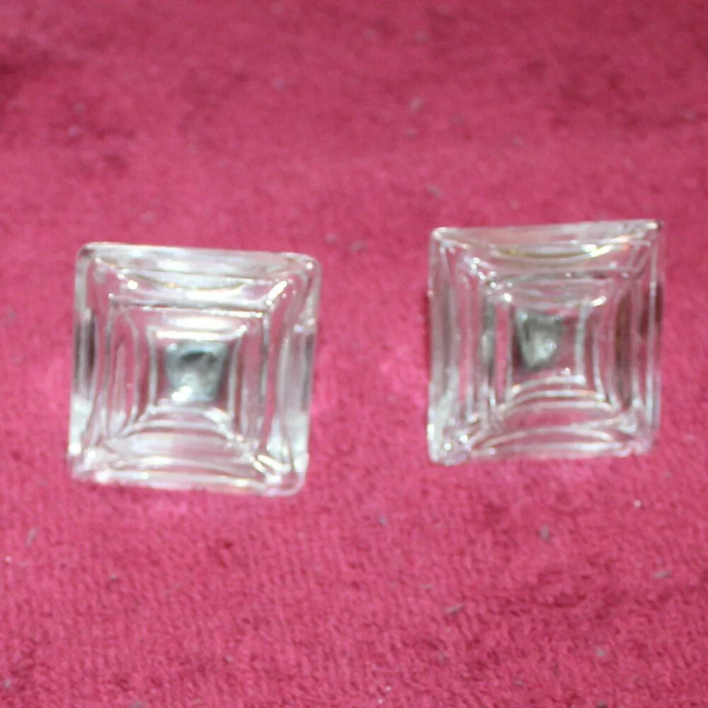 Vintage Pyramid Shaped Art Deco Glass Salt and Pepper Shakers